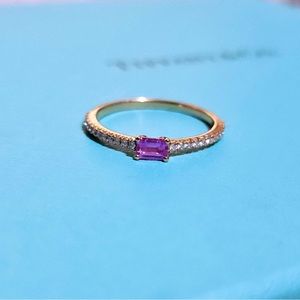 RARE Tiffany & Co. 18k Rose Gold Pink Sapphire Diamond Horizon Metro Novo Ring